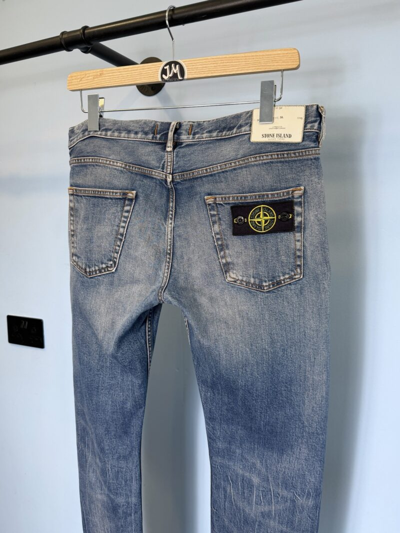 34W 28.5L Stone Island Light Blue Slim Fit Jeans - Image 3
