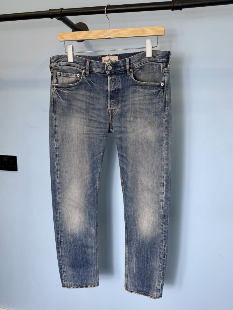 34W 28.5L Stone Island Light Blue Slim Fit Jeans - Image 4