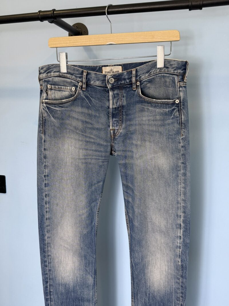 34W 28.5L Stone Island Light Blue Slim Fit Jeans - Image 5