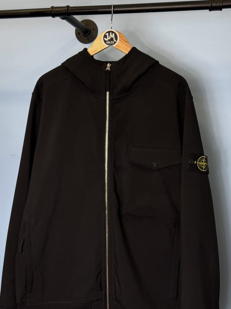 Alternative view of XXL Stone Island Black Fleece Lined Soft Shell-R Hooded Jacket