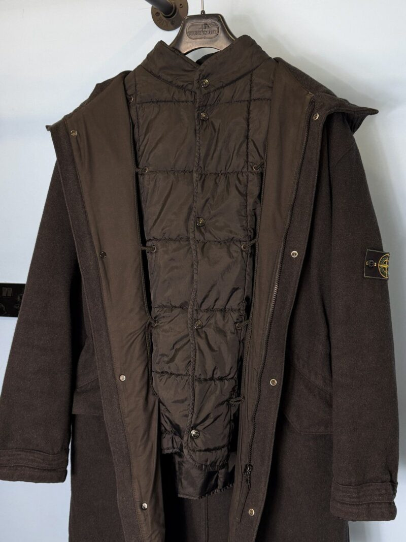 RARE XL 1998 Stone Island Dark Grey Wool Parka with Dutch Rope Liner - Image 6