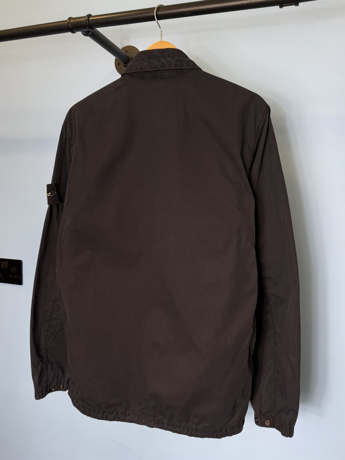 Medium Stone Island Navy Blue Zip Overshirt Jacket - Image 3