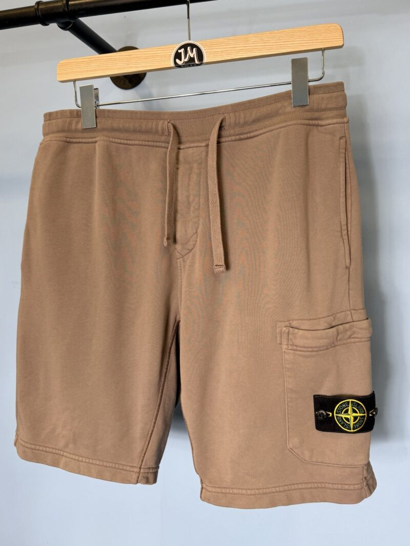 Large Stone Island Light Brown Cotton Fleece Shorts 34W