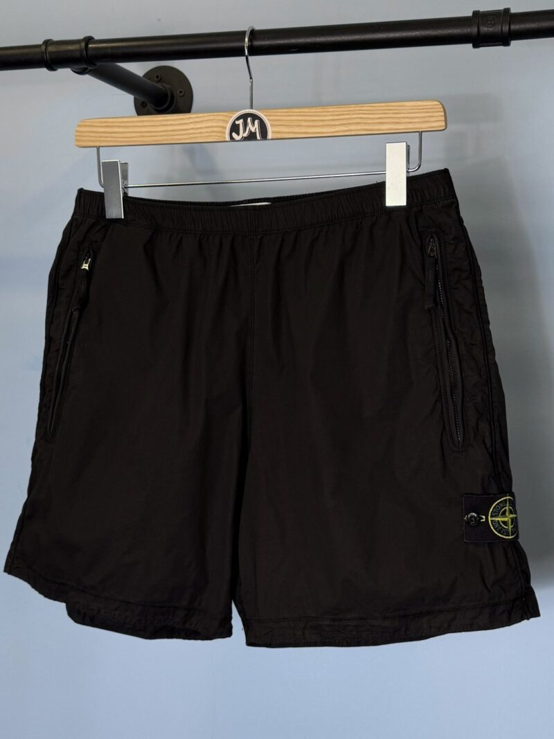 32W Stone Island Black Loose Wide Fit Shorts