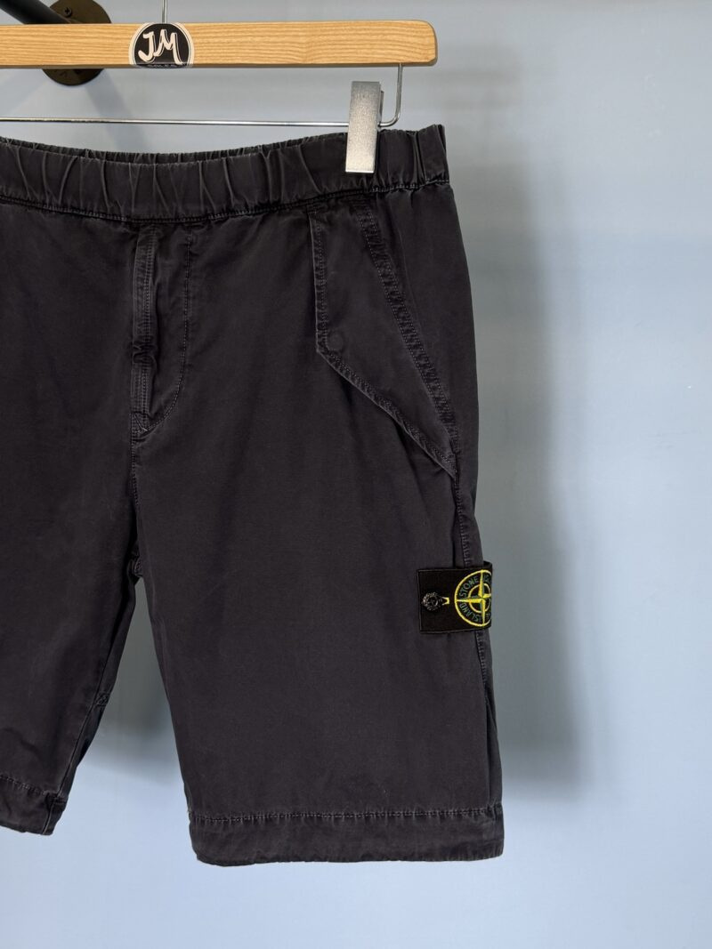 32W Stone Island Blue Regular Fit Old Dye Cargo Shorts - Image 3