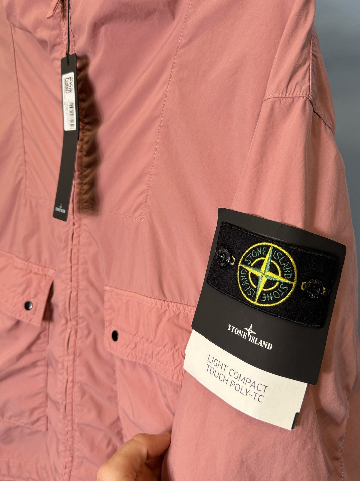 BNWT Medium Stone Island Pink Light Compact Touch Poly-TC Hooded Jacket - Image 3
