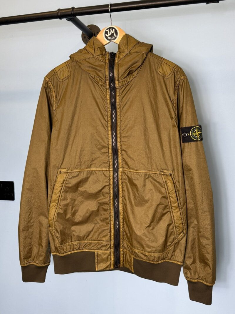 Medium Stone Island Olive Green Lamy Flock Hooded Jacket