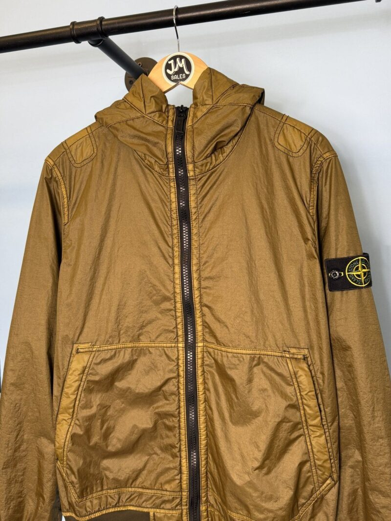 Alternative view of Medium Stone Island Olive Green Lamy Flock Hooded Jacket
