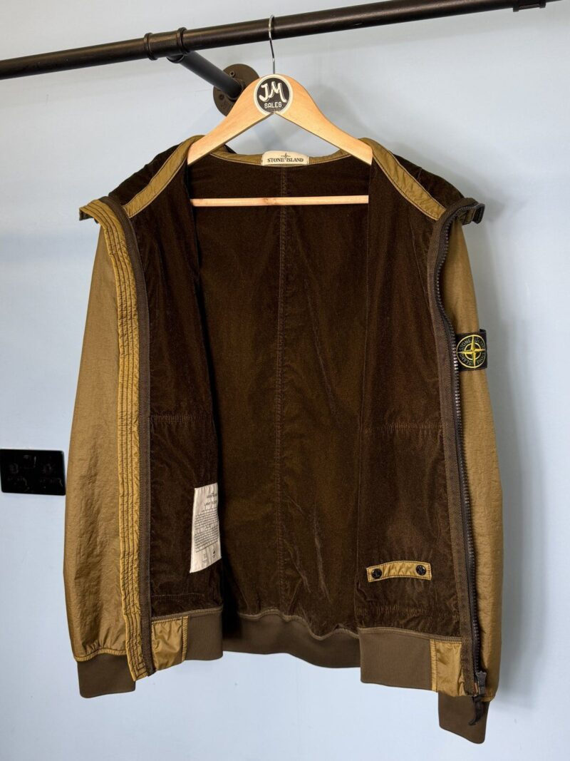 Medium Stone Island Olive Green Lamy Flock Hooded Jacket - Image 3
