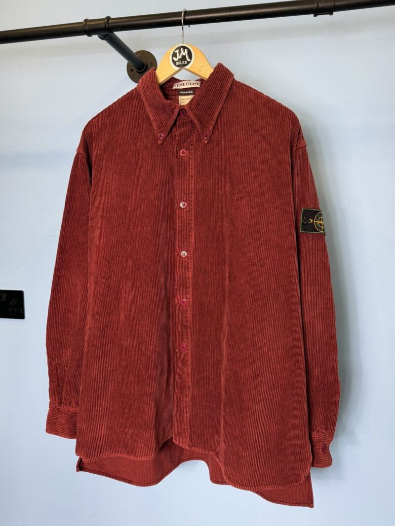 RARE XXL 1995 Stone Island Ruby Red Corduroy Overshirt