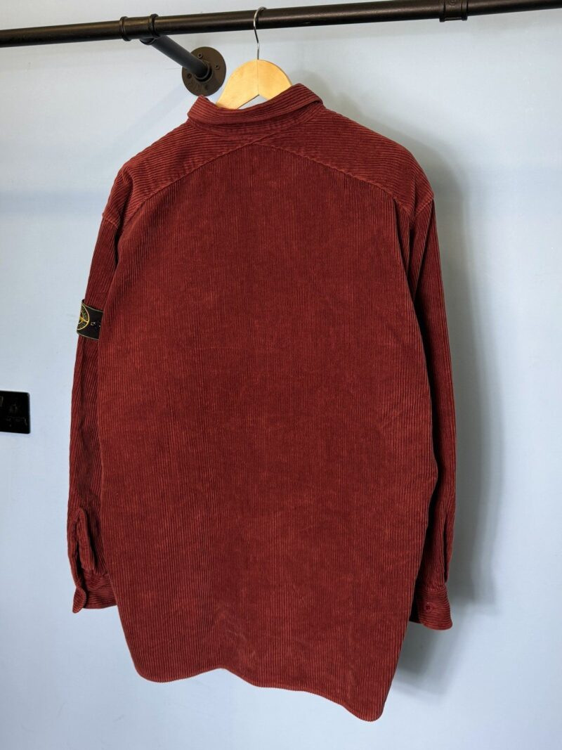 RARE XXL 1995 Stone Island Ruby Red Corduroy Overshirt - Image 5