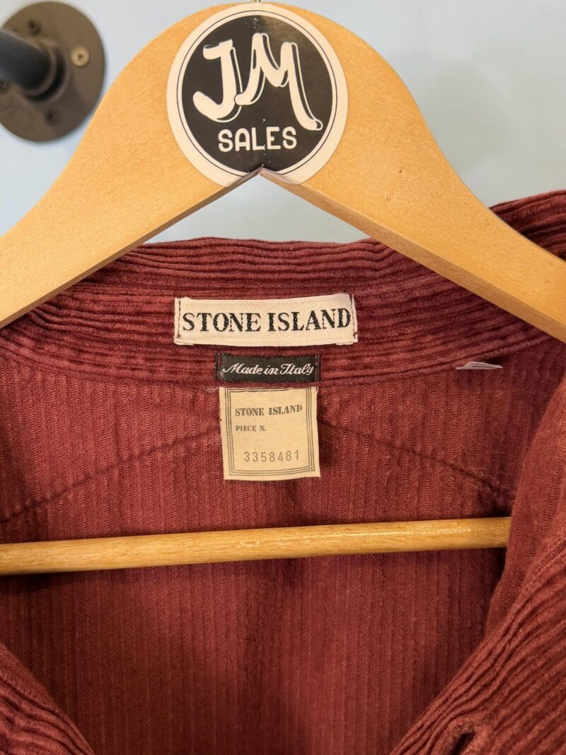 RARE XXL 1995 Stone Island Ruby Red Corduroy Overshirt - Image 6