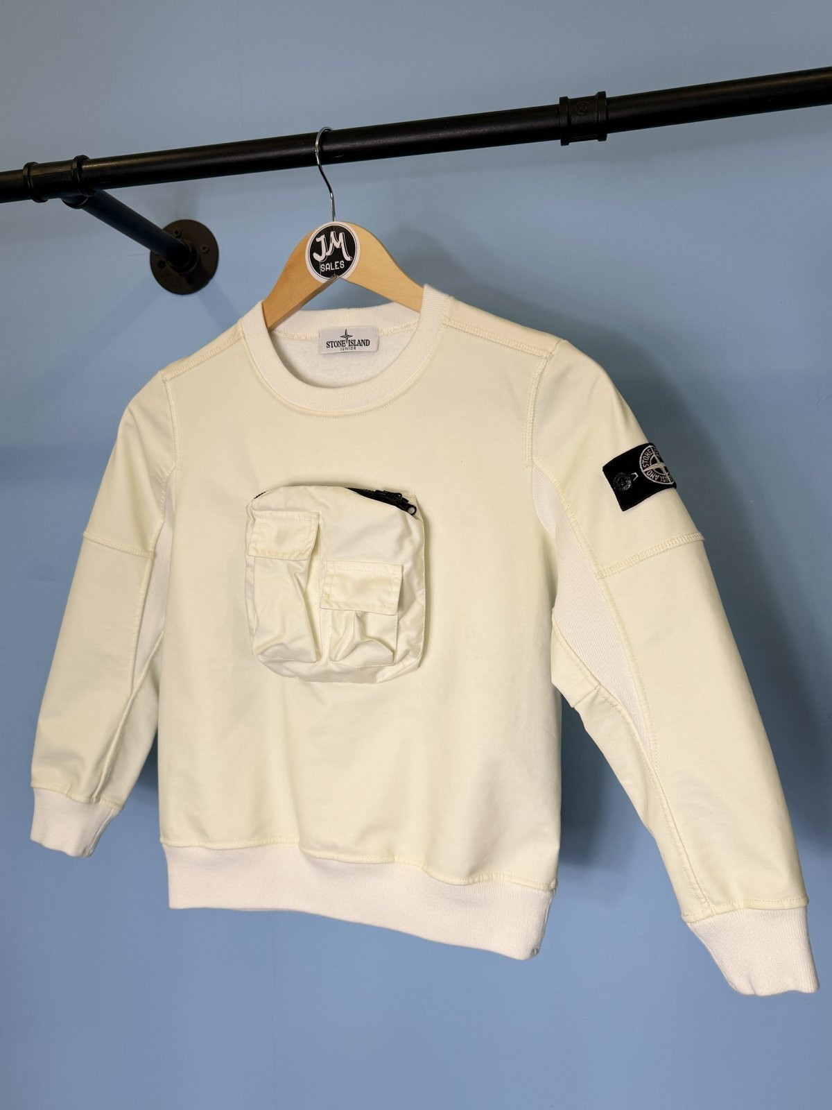 RARE Age 8 Stone Island Junior White Glow in the Dark Crewneck Sweatshirt Jumper - Image 2
