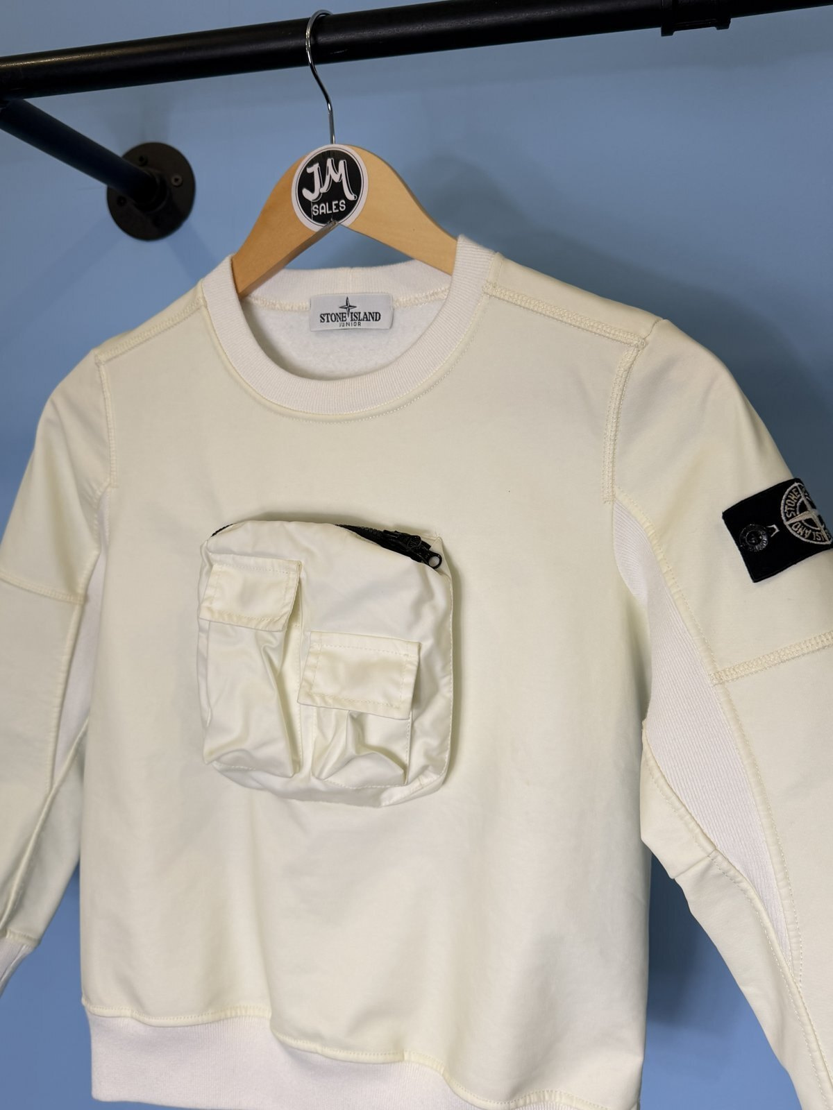 RARE Age 8 Stone Island Junior White Glow in the Dark Crewneck Sweatshirt Jumper - Image 4
