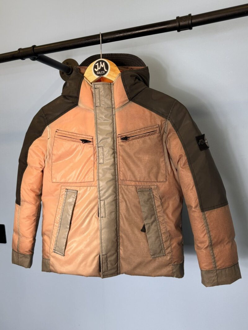 RARE Age 8 Stone Island Junior Pink Orange Ice Resin-T Reflex Mat Down Jacket