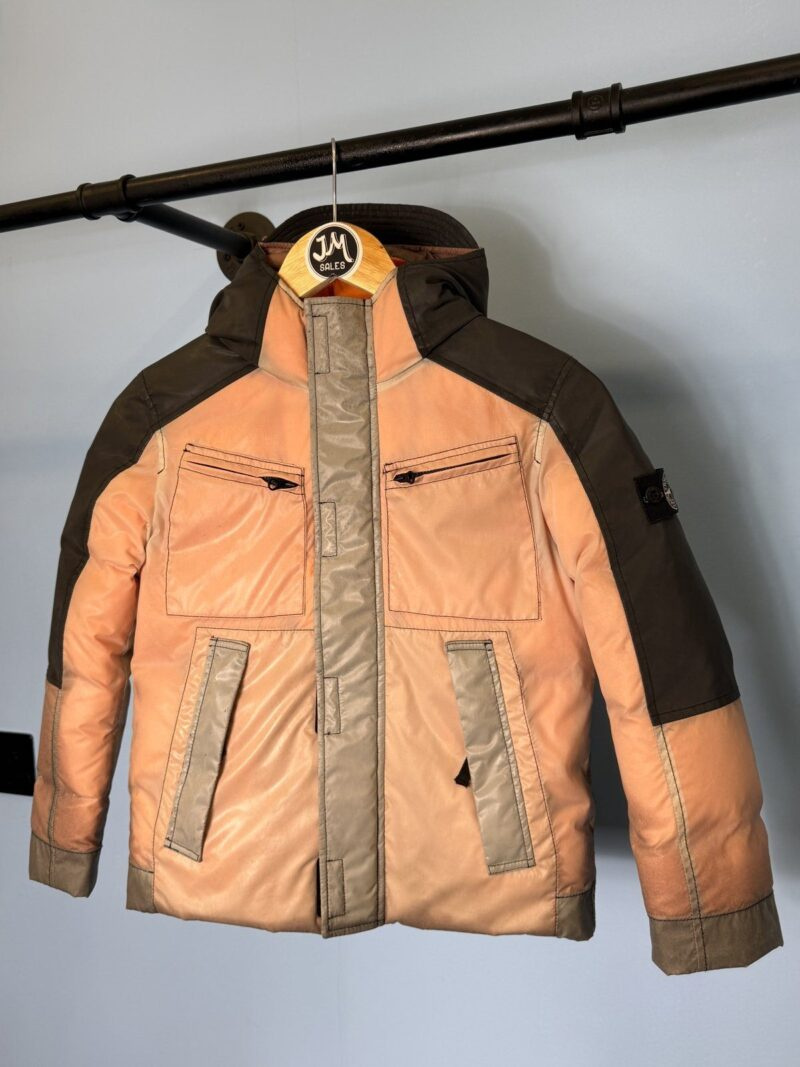 Alternative view of RARE Age 8 Stone Island Junior Pink Orange Ice Resin-T Reflex Mat Down Jacket