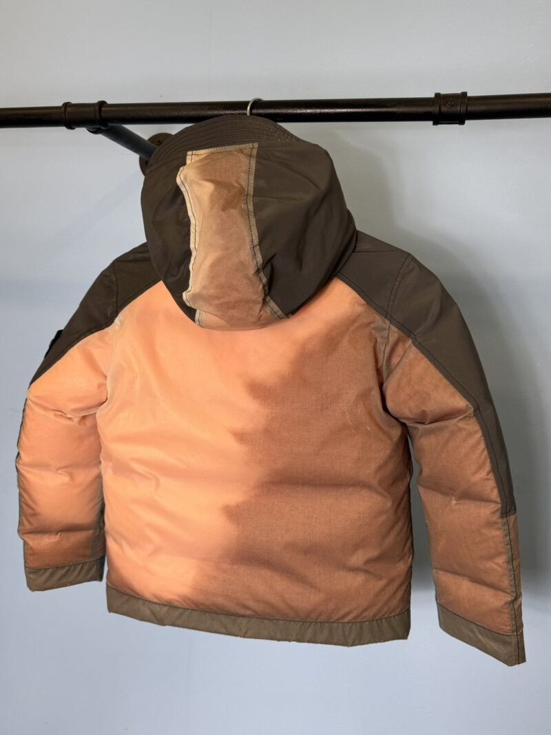 RARE Age 8 Stone Island Junior Pink Orange Ice Resin-T Reflex Mat Down Jacket - Image 6