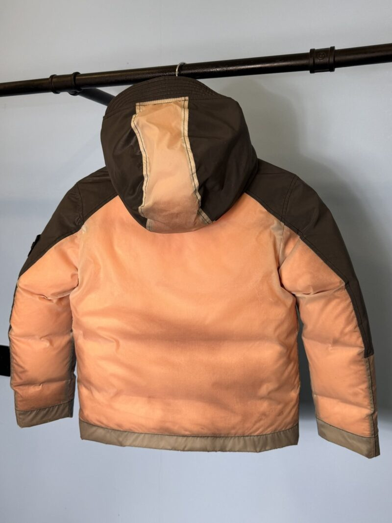 RARE Age 8 Stone Island Junior Pink Orange Ice Resin-T Reflex Mat Down Jacket - Image 7