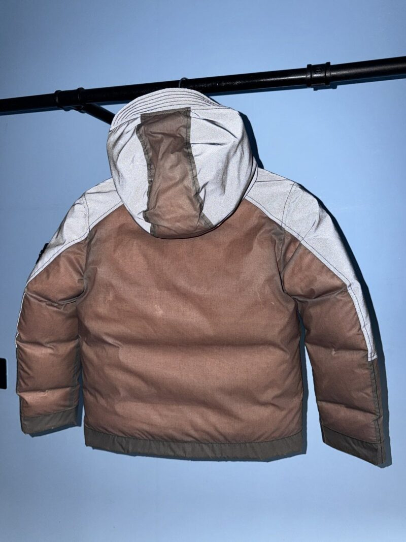 RARE Age 8 Stone Island Junior Pink Orange Ice Resin-T Reflex Mat Down Jacket - Image 8
