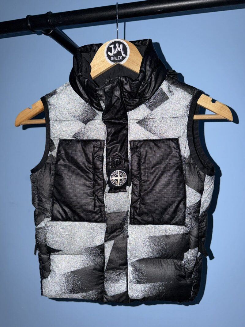 RARE Age 6 Stone Island Junior Grey Reflective Camo Down Gilet