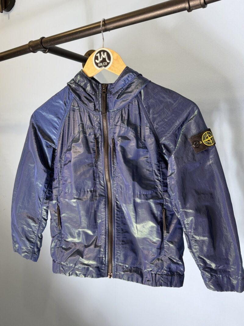 RARE Age 8 Stone Island Junior Blue Green Nylon Metal Weft Hooded Jacket