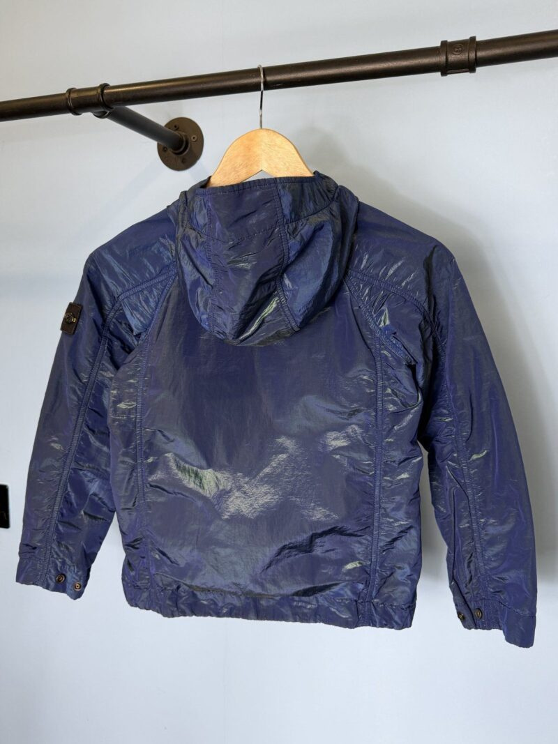 RARE Age 8 Stone Island Junior Blue Green Nylon Metal Weft Hooded Jacket - Image 5