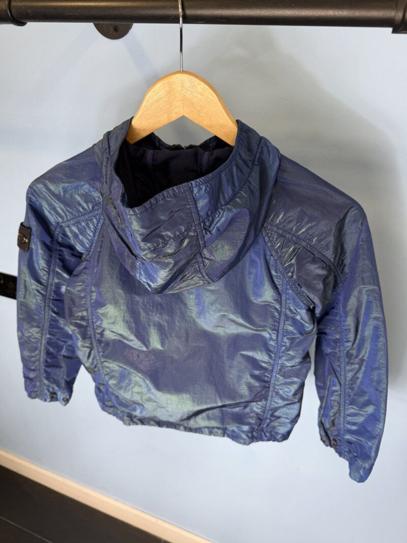 RARE Age 8 Stone Island Junior Blue Green Nylon Metal Weft Hooded Jacket - Image 6