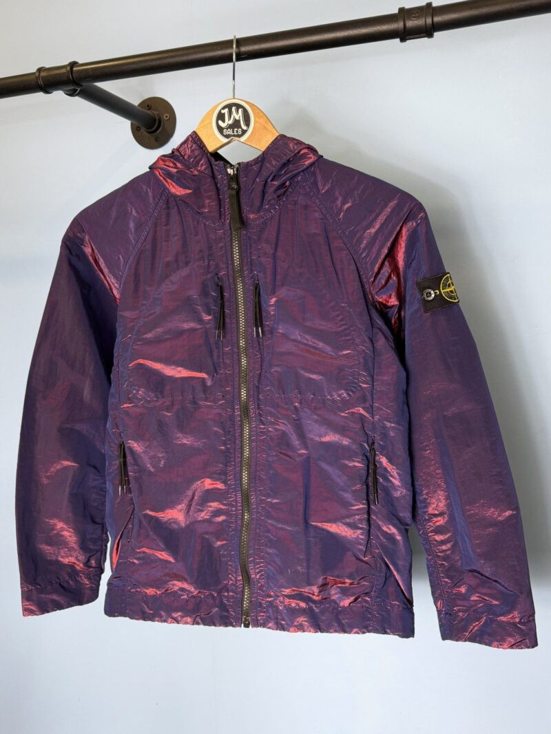 Alternative view of Age 10 Stone Island Junior Purple Blue Red Nylon Metal Weft Hooded Jacket