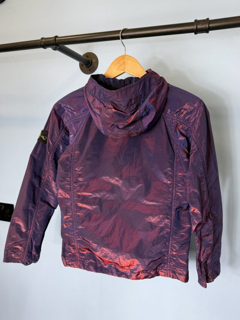 Age 10 Stone Island Junior Purple Blue Red Nylon Metal Weft Hooded Jacket - Image 7