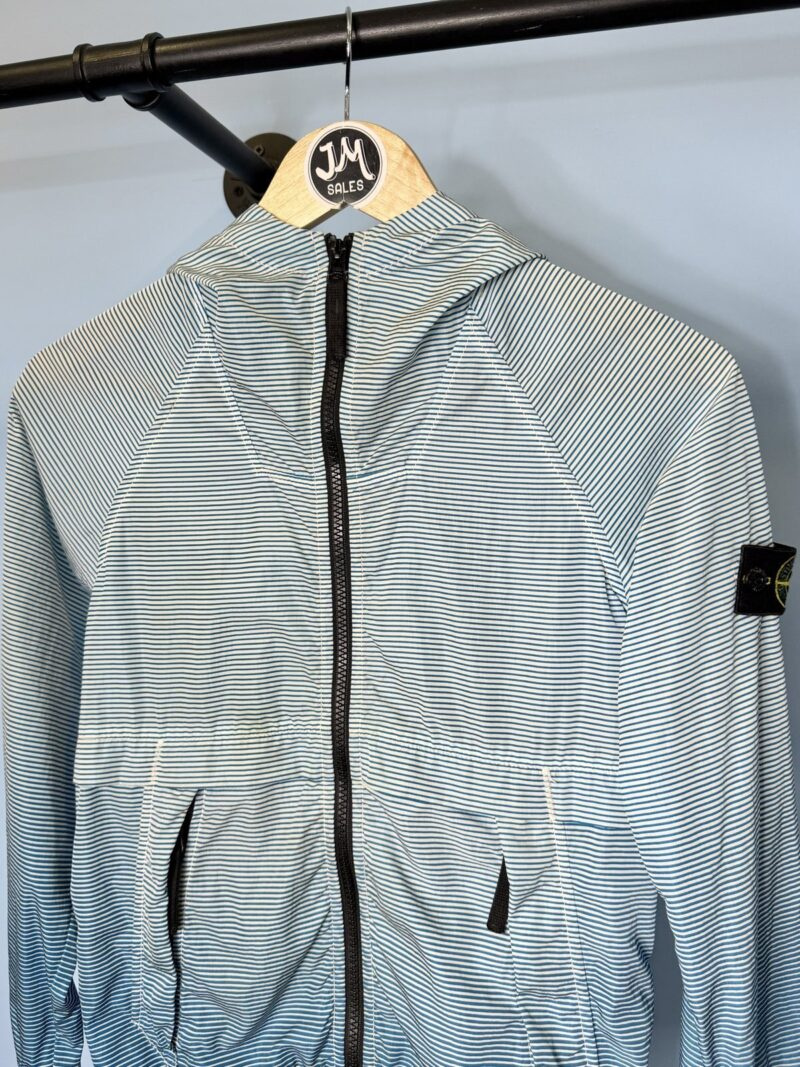 Alternative view of Age 10 Stone Island Junior Blue White Striped Lightweight Hooded Jacket