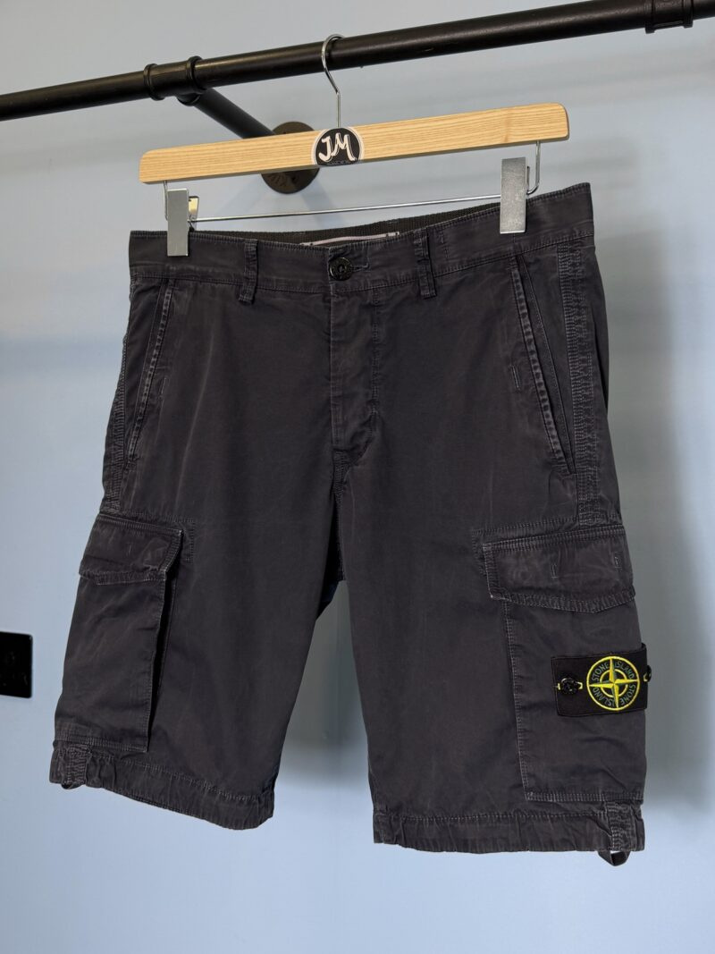 32W Stone Island Navy Blue Old Dye Slim Fit Cargo Shorts