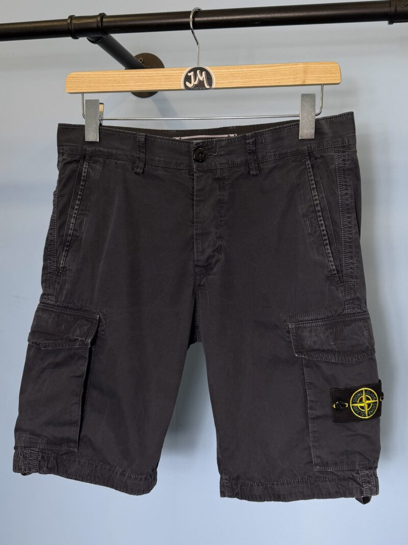 Alternative view of 32W Stone Island Navy Blue Old Dye Slim Fit Cargo Shorts