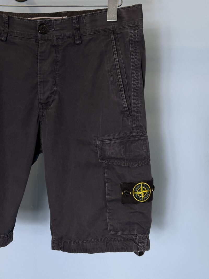 32W Stone Island Navy Blue Old Dye Slim Fit Cargo Shorts - Image 3