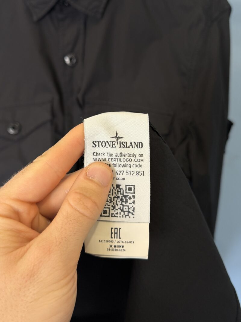 Large Stone Island Black Button-Down Overshirt Shacket - Image 4