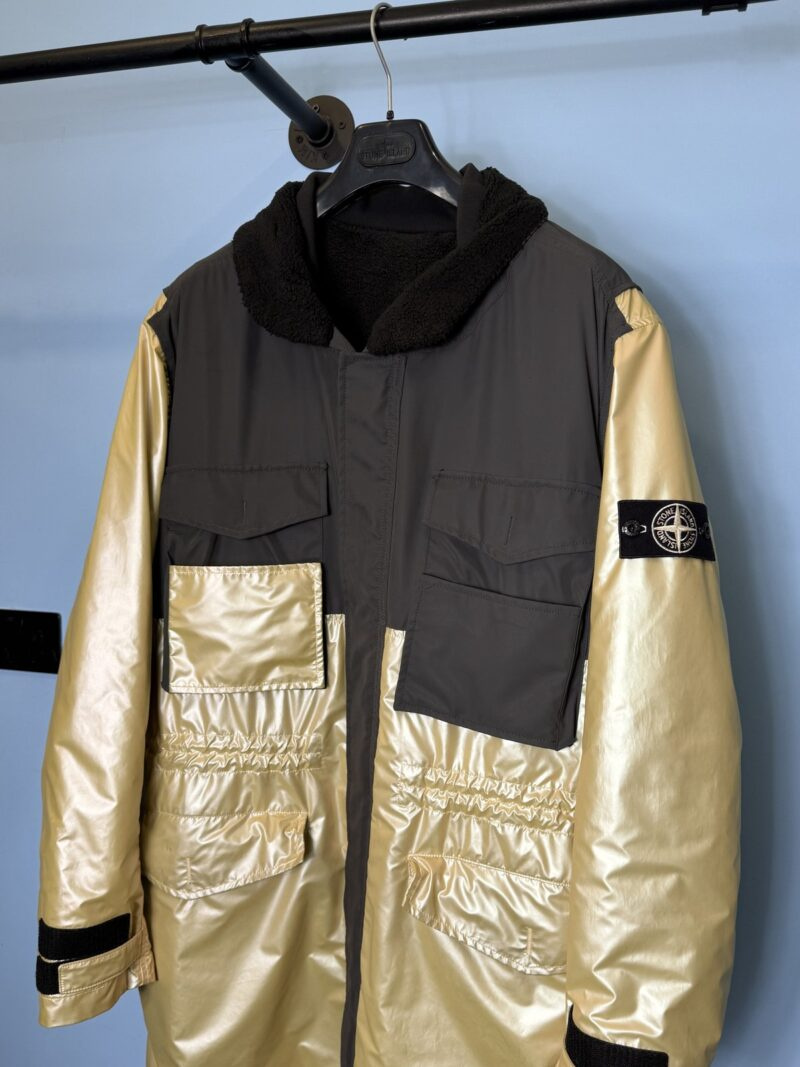 Alternative view of XXL Stone Island Gold Iridescent Coating Tela Parka with Reversible Liner