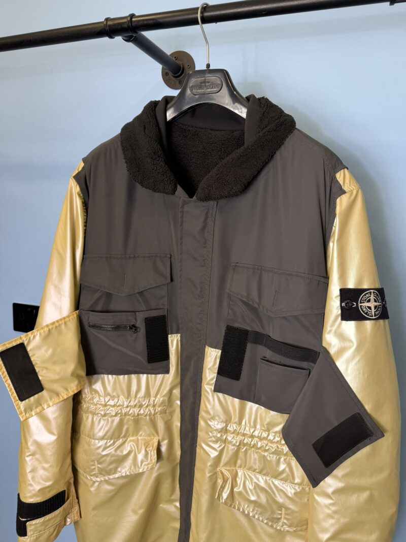 XXL Stone Island Gold Iridescent Coating Tela Parka with Reversible Liner - Image 3
