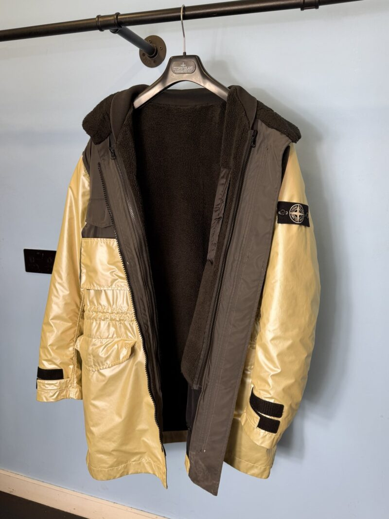 XXL Stone Island Gold Iridescent Coating Tela Parka with Reversible Liner - Image 4
